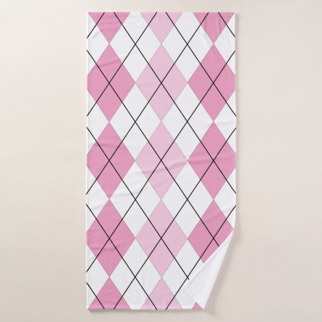 Serviette de bain en Jacquard rose et blanc (Serviette de bain)