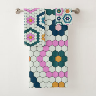 Serviette de bain en nid d'abeille géométrique hex