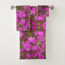 Serviette de bain ensemble Rhododendrons violets