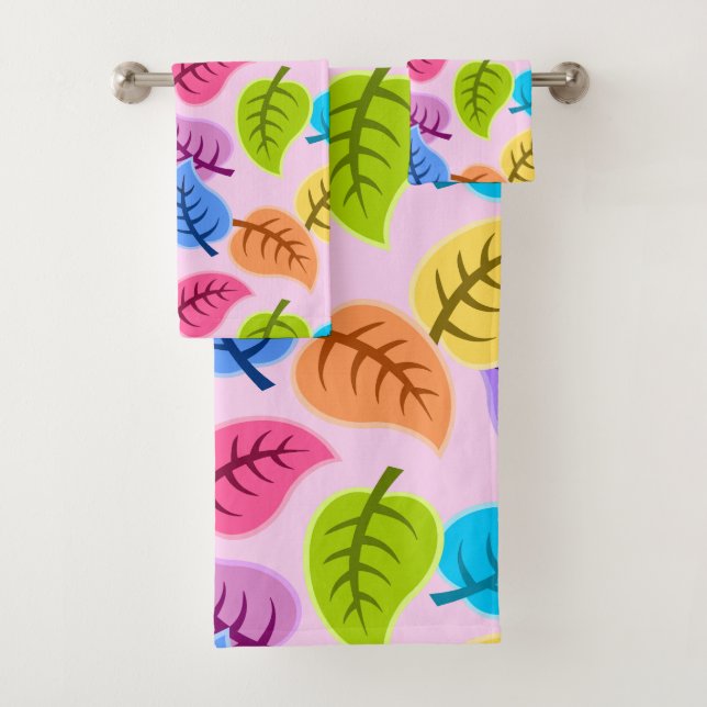 serviette de bain feuille arc-en-ciel (En situation)