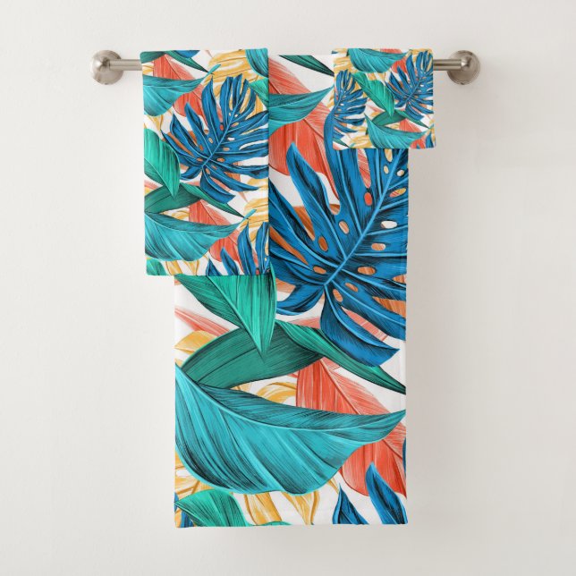 Serviette de bain Feuille Tropical Set Cadeau (En situation)