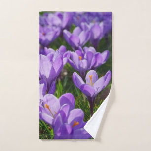 Serviette de bain florale violette Crocus de print