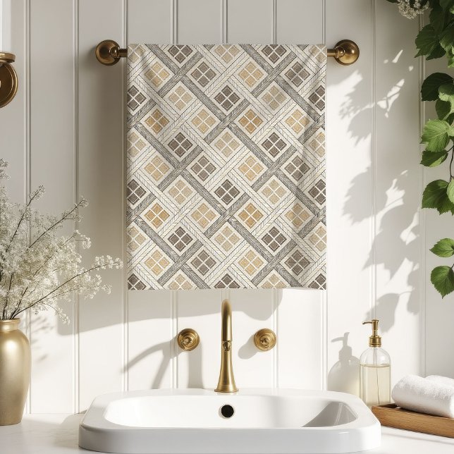 Serviette de bain géométrique accent moderne paste (Geometric Bath Towel Neutral Pastel Modern Accent)