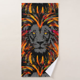 Serviette de bain Lion   Orange Lion Head Illustra