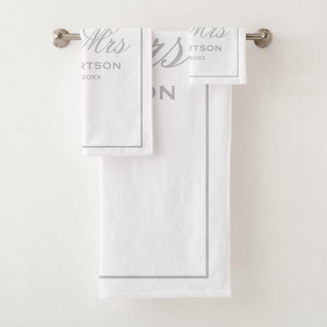 Serviette de bain M. et Mme pour couple marié (En situation)