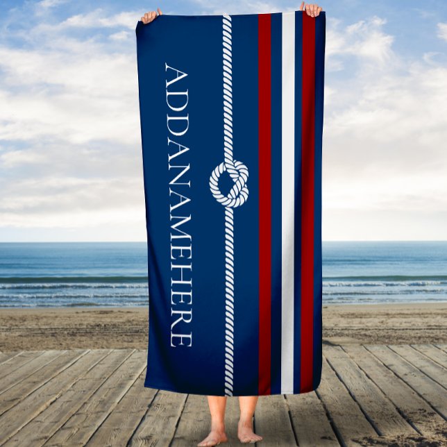 Serviette de bain marine et Red Stripes (Créateur téléchargé)