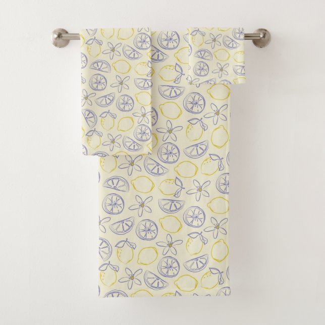 Serviette de bain Motif Citron Doodle (En situation)