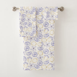 Serviette de bain Motif citron Doodle
