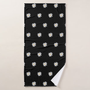 Serviette de bain noire luxueuse avec motif floral