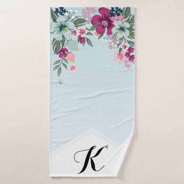 Serviette de bain personnalisée Fleurs tropicales  (Serviette de bain)