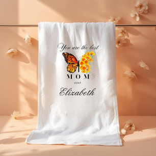 Serviette de bain personnalisée papillon floral