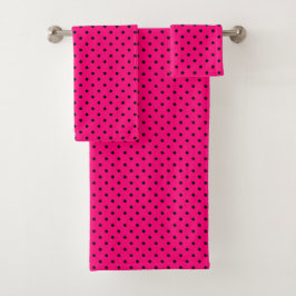Serviette de bain Pois rose/noir