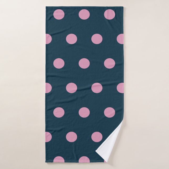 Serviette de bain Polka Dot (Bleu Minuit et Rose D (Serviette de bain)