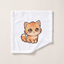 Serviette de bain pour chaton orange mignon