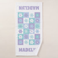 Serviette de bain pourpre bleu Super marguerite