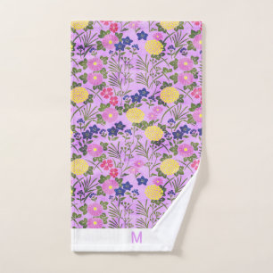 Serviette de bain rose tendance florale monogramme