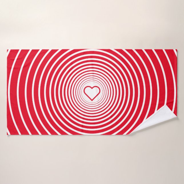 Serviette de bain rouge avec coeur - Couleurs pers (Serviette de bain)