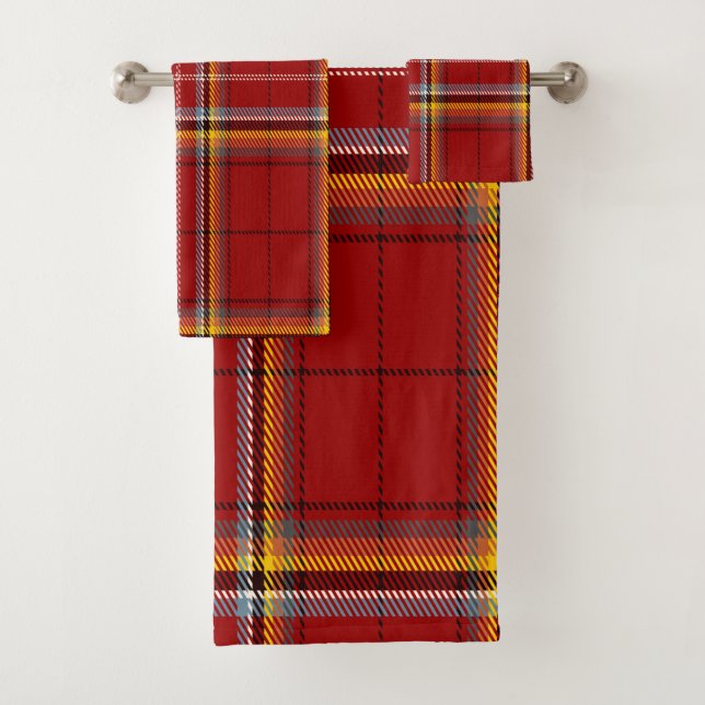 Serviette De Bain Rouge Tartan (En situation)