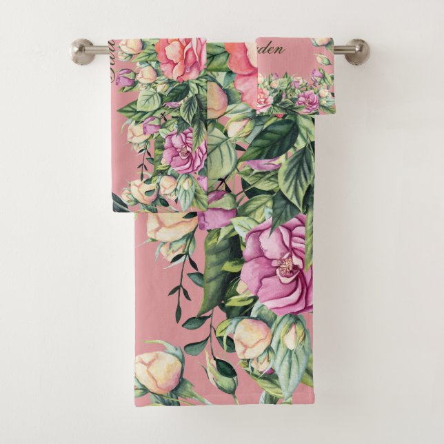 Serviette De Bain Set 3pc. Les pivoines du Garden  (En situation)