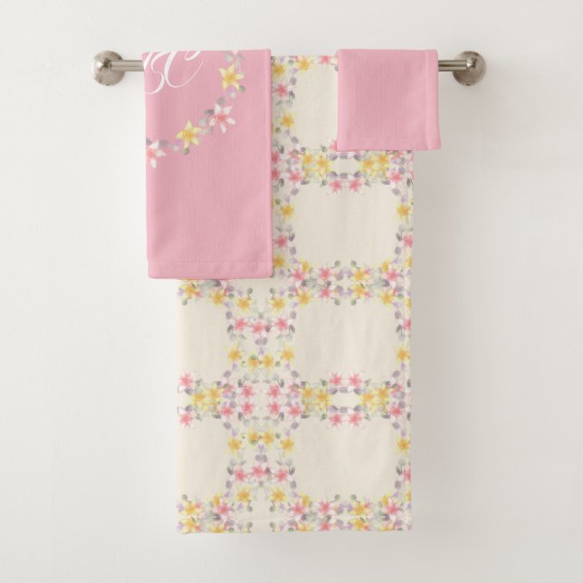 Serviette de bain Shabby Chic rose Floral (En situation)