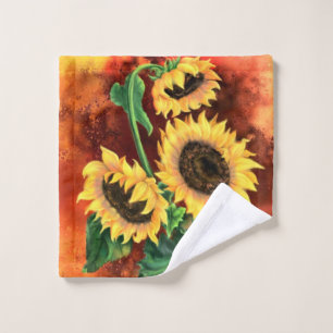 Serviette de bain trois tournesols - Peinture