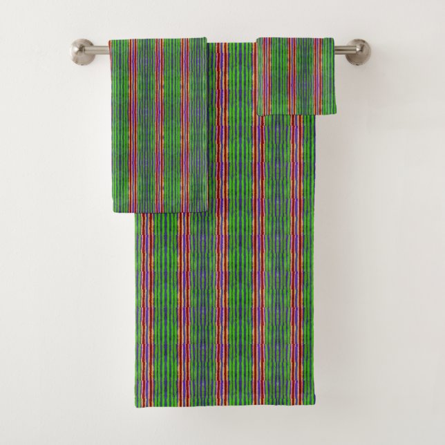 Serviette De Bain Vert, Jaune, Rouge (En situation)