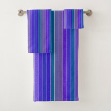 Serviette de bain violet en bande verte