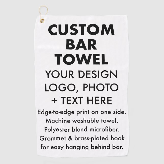 Serviette de bar personnalisée avec crochet en lai (Devant)