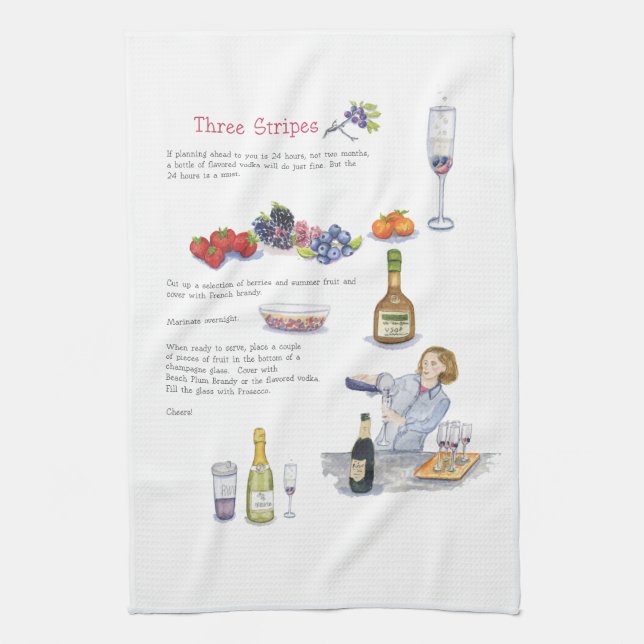 serviette de barre de cocktail de trois rayures (Vertical)