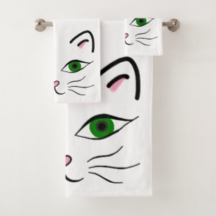 Serviette de Bath réglée - Kitty font face