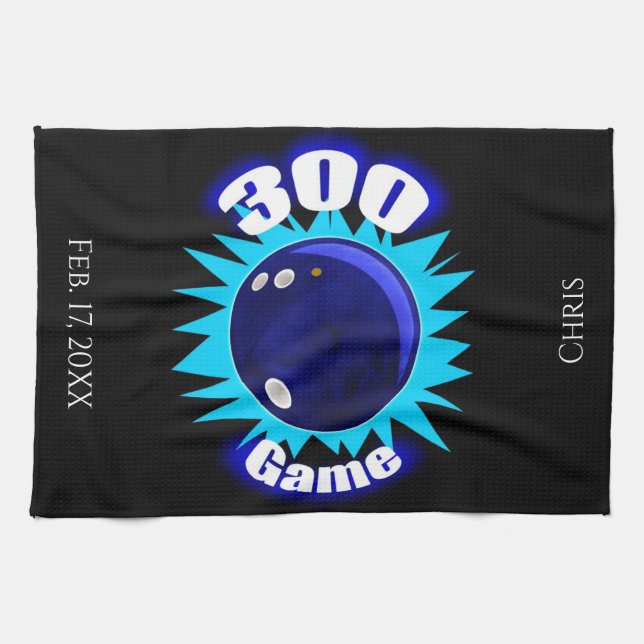 Serviette de Bowling personnalisée 300 Game Blues (Horizontal)