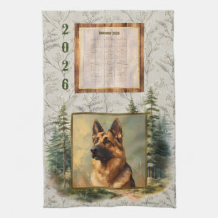 Serviette de calendrier 2026 Berger Allemand Bois