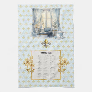 Serviette de calendrier 2026 Bleu Fleur de Lis Par