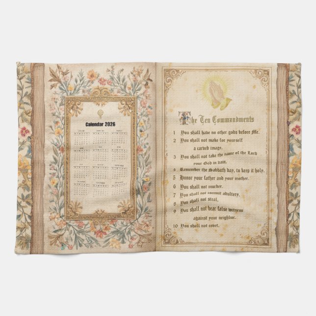 Serviette de calendrier 2026 Dix Commandements mon (Horizontal)