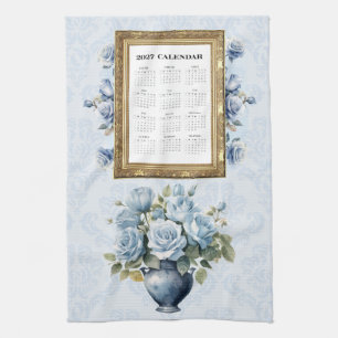 Serviette de calendrier 2027 Rose bleue Serviette