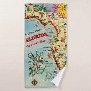 Serviette de carte Floride rétro amusant