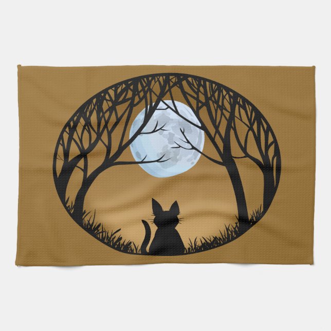 Serviette de chat Noir Chat Art Serviettes de thé  (Horizontal)