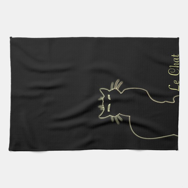 Serviette de chat Noir Serviettes de thé personnal (Horizontal)