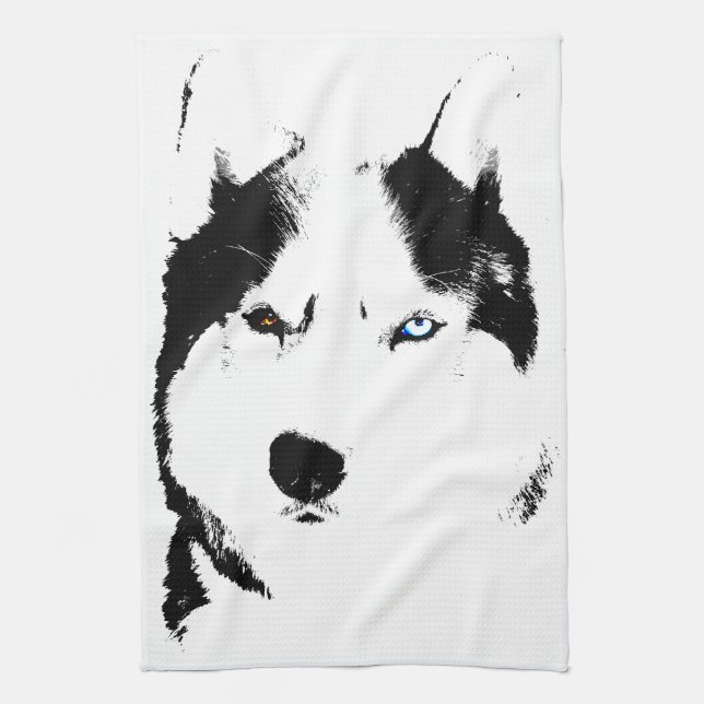 Serviette de chien de traîneau Husky Torchon de th (Vertical)