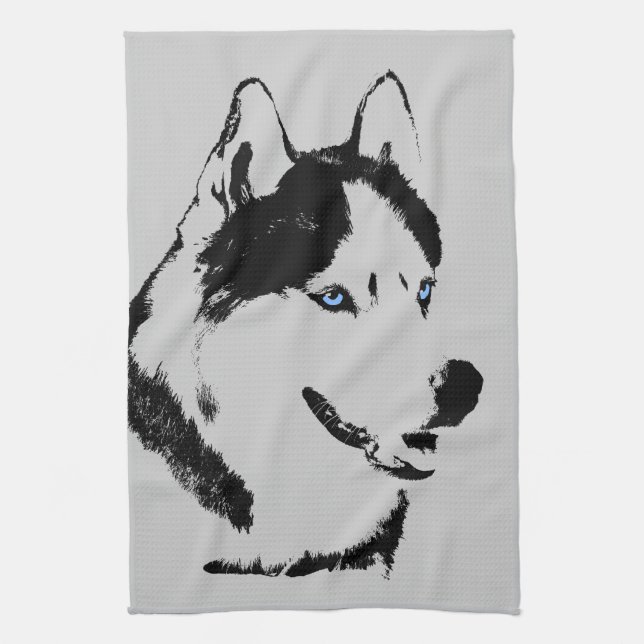 Serviette de chien Husky Husky / Serviette de thé  (Vertical)
