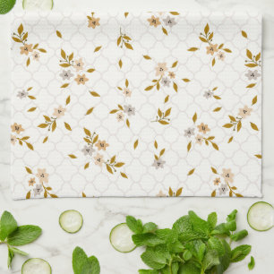 Serviette de cuisine à imprimé floral stylisée