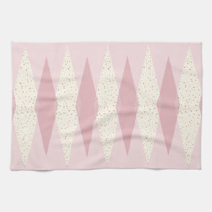 Serviette de cuisine à motifs de losanges rose