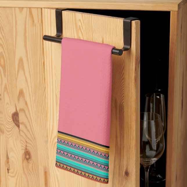Serviette de cuisine à rayures aztèques (Pliage en tiers)