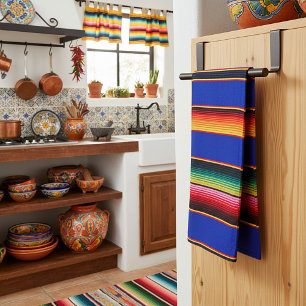 Serviette de cuisine à rayures colorées serape