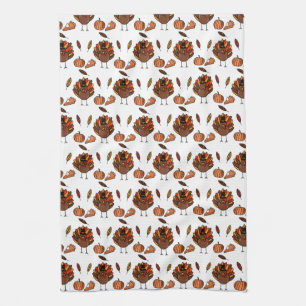 Serviette de cuisine à thème Thanksgiving (blanc