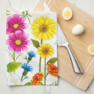 Serviette de cuisine accent de l'art floral modern