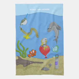 Serviette de cuisine aquatique de chercheurs de