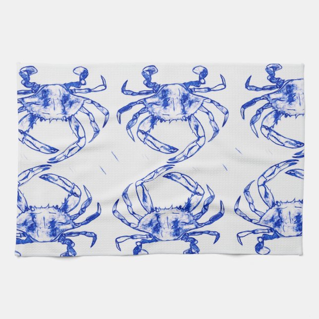 Serviette de cuisine au crabe bleu (Horizontal)