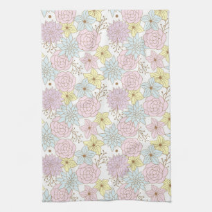 serviette de cuisine aux fleurs de printemps