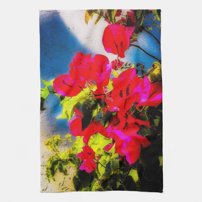 Serviette de cuisine aux fleurs vives (Vertical)